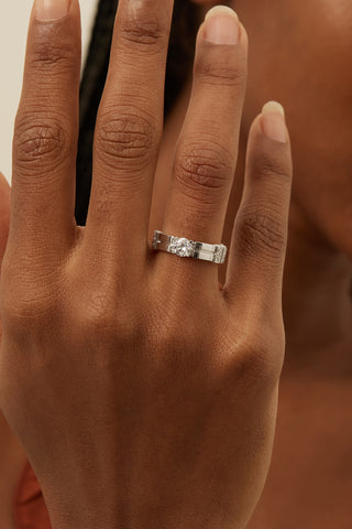 Lab Diamond Customizable Engagement Ring in White Gold-Zaiyou Jewelry
