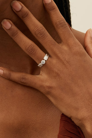 Lab Diamond Double Band Promise Ring in White Gold-Zaiyou Jewelry