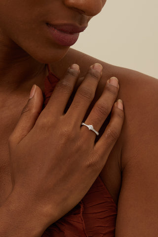 Lab Diamond Halo Promise Ring in White Gold - Round-Zaiyou Jewelry