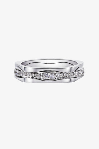 Lab Diamond Layered Wedding Ring in White Gold - Round - Zaiyou Jewelry