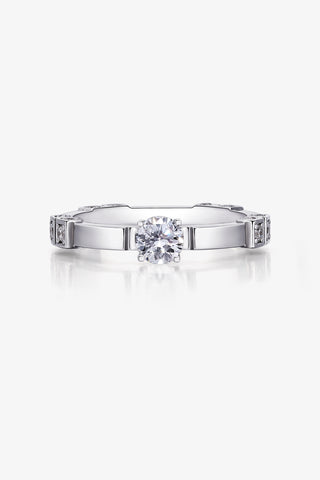 Lab Diamond Minimalist Engagement Ring in White Gold - Round - Zaiyou Jewelry