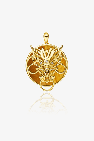 Lab Grown Diamond Chinese Zodiac Charm in Yellow Gold-Dragon Pendant