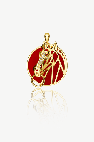 Lab Grown Diamond Chinese Zodiac Charm in Yellow Gold-Horse Pendant