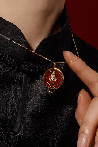 Lab Grown Diamond Chinese Zodiac Charm in Yellow Gold-Snake Pendant