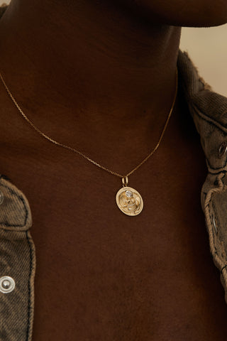 Lab Grown Diamond Zodiac Charm in Yellow Gold - Aquarius Pendant-Zaiyou Jewelry