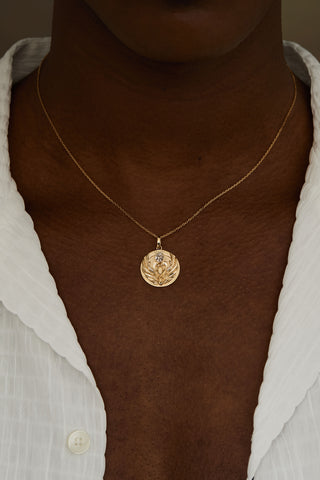 Lab Grown Diamond Zodiac Charm in Yellow Gold - Gemini Pendant-Zaiyou Jewelry