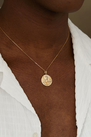 Lab Grown Diamond Zodiac Charm in Yellow Gold - Gemini Pendant-Zaiyou Jewelry