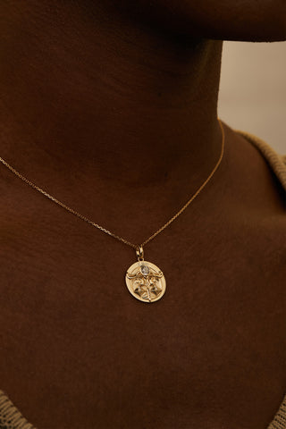 Lab Grown Diamond Zodiac Charm in Yellow Gold - Libra Pendant-Zaiyou Jewelry