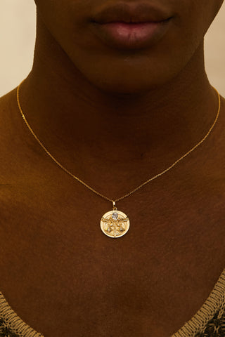 Lab Grown Diamond Zodiac Charm in Yellow Gold - Libra Pendant-Zaiyou Jewelry