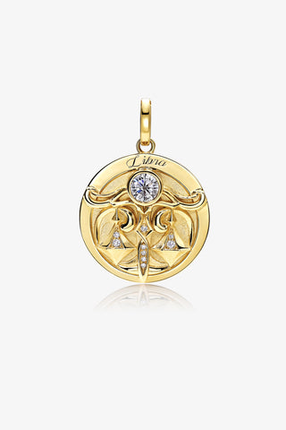 Lab Grown Diamond Zodiac Charm in Yellow Gold - Libra Pendant-Zaiyou Jewelry