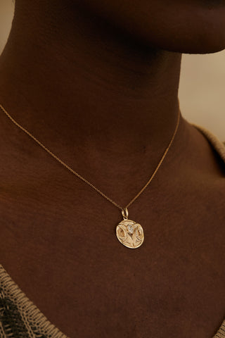 Lab Grown Diamond Zodiac Charm in Yellow Gold - Capricorn Pendant-Zaiyou Jewelry