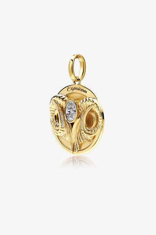 Lab Grown Diamond Zodiac Charm in Yellow Gold - Capricorn Pendant-Zaiyou Jewelry