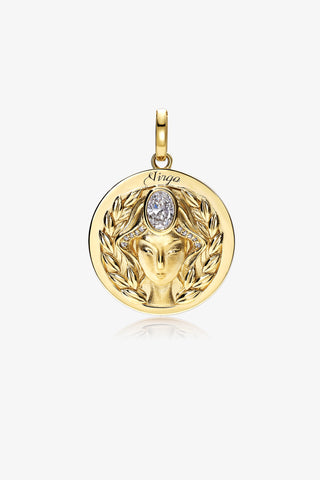 Lab Grown Diamond Zodiac Charm in Yellow Gold - Virgo Pendant-Zaiyou Jewelry