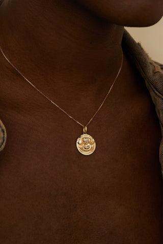 Lab Grown Diamond Zodiac Charm in Yellow Gold - Cancer Pendant-Zaiyou Jewelry
