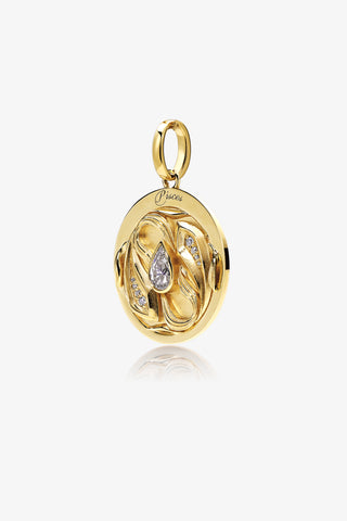 Lab Grown Diamond Zodiac Charm in Yellow Gold - Pisces Pendant-Zaiyou Jewelry