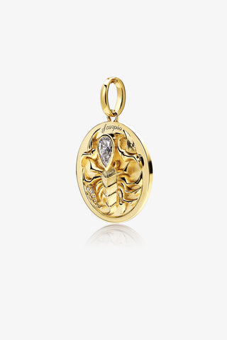 Lab Grown Diamond Zodiac Charm in Yellow Gold - Scorpio Pendant-Zaiyou Jewelry