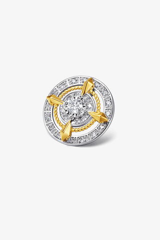 Lab Diamond Antique Compass Pendant in White and Yellow Gold - Zaiyou Jewelry