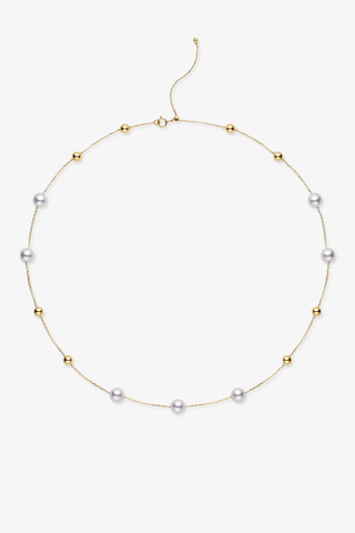 Akoya Pearl Classic Necklace in Yellow Gold - Zaiyou Jewelry