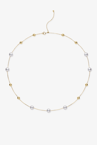 Akoya Pearl Classic Necklace in Yellow Gold - Zaiyou Jewelry