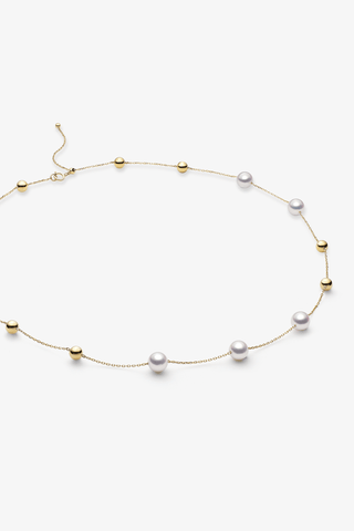 Akoya Pearl Classic Necklace in Yellow Gold - Zaiyou Jewelry