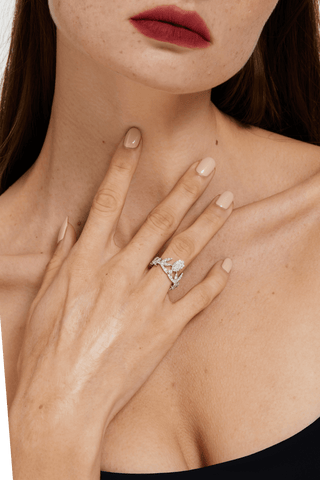 The Laurel Wreath Tiara Lab Diamond Ring in White Gold - Zaiyou Jewelry