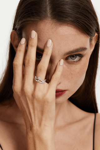 The Strathmore Rose Tiara Lab Diamond Ring in White Gold - Zaiyou Jewelry