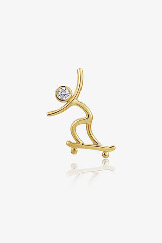 Skateboarding 1 Lab Diamond Single Stud Earring in Yellow Gold - Zaiyou Jewelry