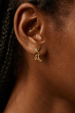 Skateboarding 1 Lab Diamond Single Stud Earring in Yellow Gold - Zaiyou Jewelry