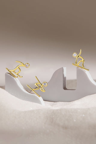 Skiing 4 Lab Diamond Necklace in Yellow Gold-Zaiyou Jewelry