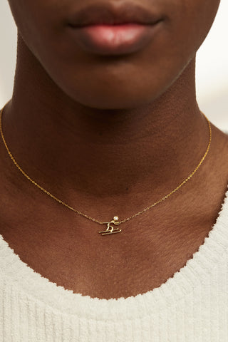 Skiing 4 Lab Diamond Necklace in Yellow Gold - Zaiyou Jewelry