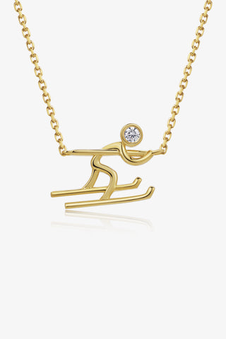 Skiing 4 Lab Diamond Necklace in Yellow Gold - Zaiyou Jewelry