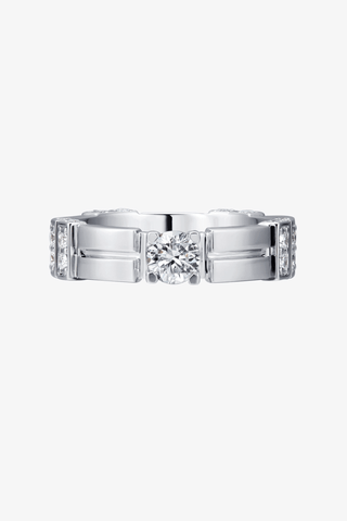 Lab Diamond Modern Engagement Ring in White Gold - Round - Zaiyou Jewelry