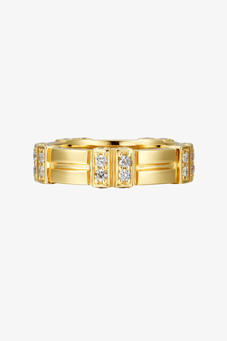 Lab Diamond Modern Wedding Ring in Yellow/White Gold - Large - Zaiyou Jewelry