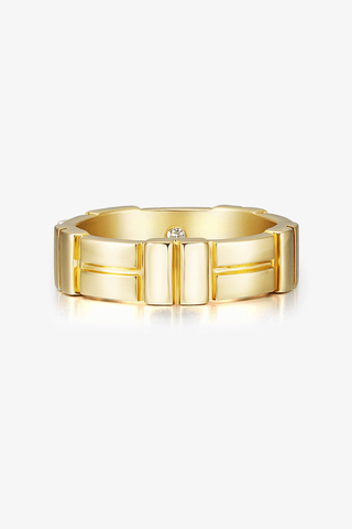 Lab Diamond Modern Wedding Ring in Yellow Gold - Large - Zaiyou Jewelry