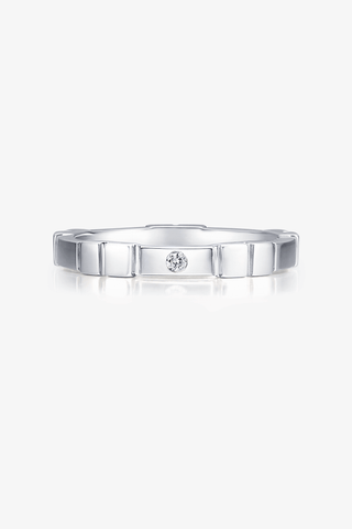 Lab Diamond Thin Wedding Ring in White Gold - Small - Zaiyou Jewelry