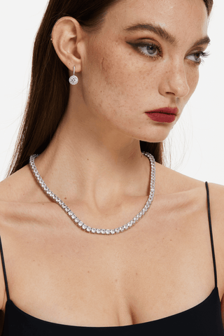 Lab Grown Diamond Tennis Necklace in Yellow/White Gold (38 2/3 ct. tw.) - Zaiyou Jewelry