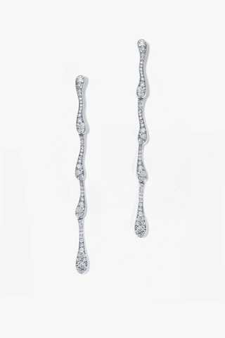 Lab Diamond Drop Earrings in White Gold - Long - Zaiyou Jewelry