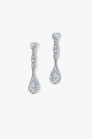 Lab Diamond Drop Earrings in White Gold - Short - Zaiyou Jewelry