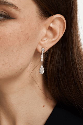 Lab Diamond Drop Earrings in White Gold - Short - Zaiyou Jewelry