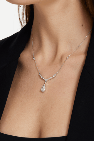 Lab Grown Diamond Necklace in White Gold - Large - Zaiyou Jewelry