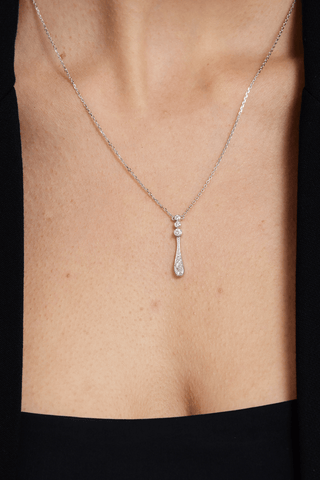 Lab Grown Diamond Necklace in White Gold - Small - Zaiyou Jewelry