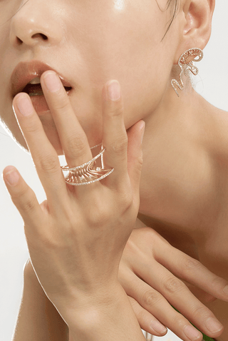 Lab Diamond Single Earring in Yellow/White Gold - Small - Zaiyou Jewelry