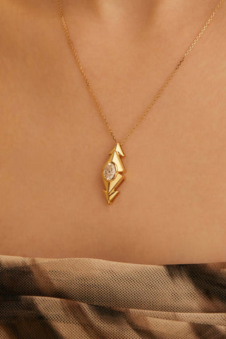 1.0CT OVAL-CUT LAB-GROWN DIAMOND PRISMATIC ALLURE PENDANT IN 14K YELLOW GOLD