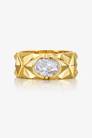 1.0CT OVAL-CUT LAB-GROWN DIAMOND PRISMATIC ALLURE RING IN 14K YELLOW GOLDD