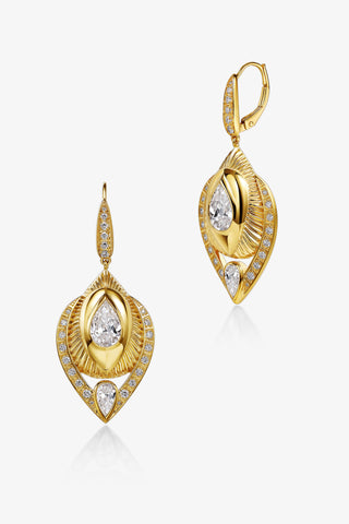 1.0CT PEAR-CUT LAB-GROWN DIAMOND GLORY DROP EARRINGS IN 14K YELLOW GOLD