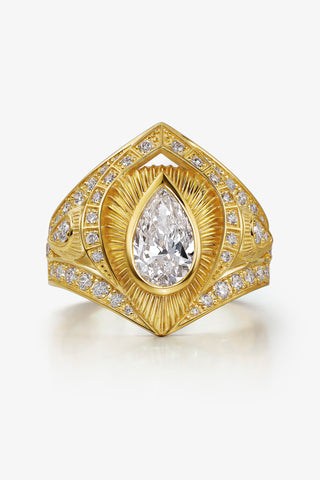 1.0CT PEAR-CUT LAB-GROWN DIAMOND GLORY RING IN 14K YELLOW GOLD