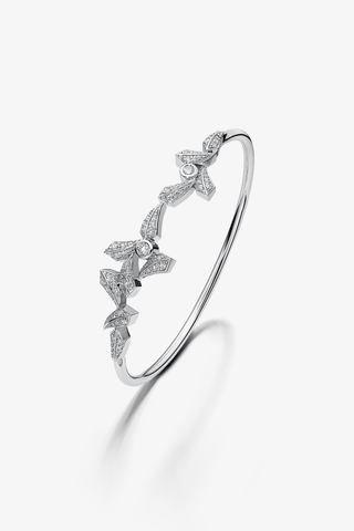 White Gold Lab Grown Diamonds Luxury Open Bangle