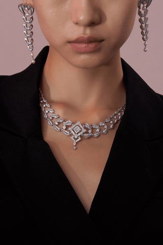 White Gold Lab Grown Diamonds High Jewelry Necklace