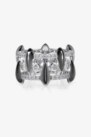 9K Black and White Gold Lab-Diamonds Hollow Uni-sex Ring