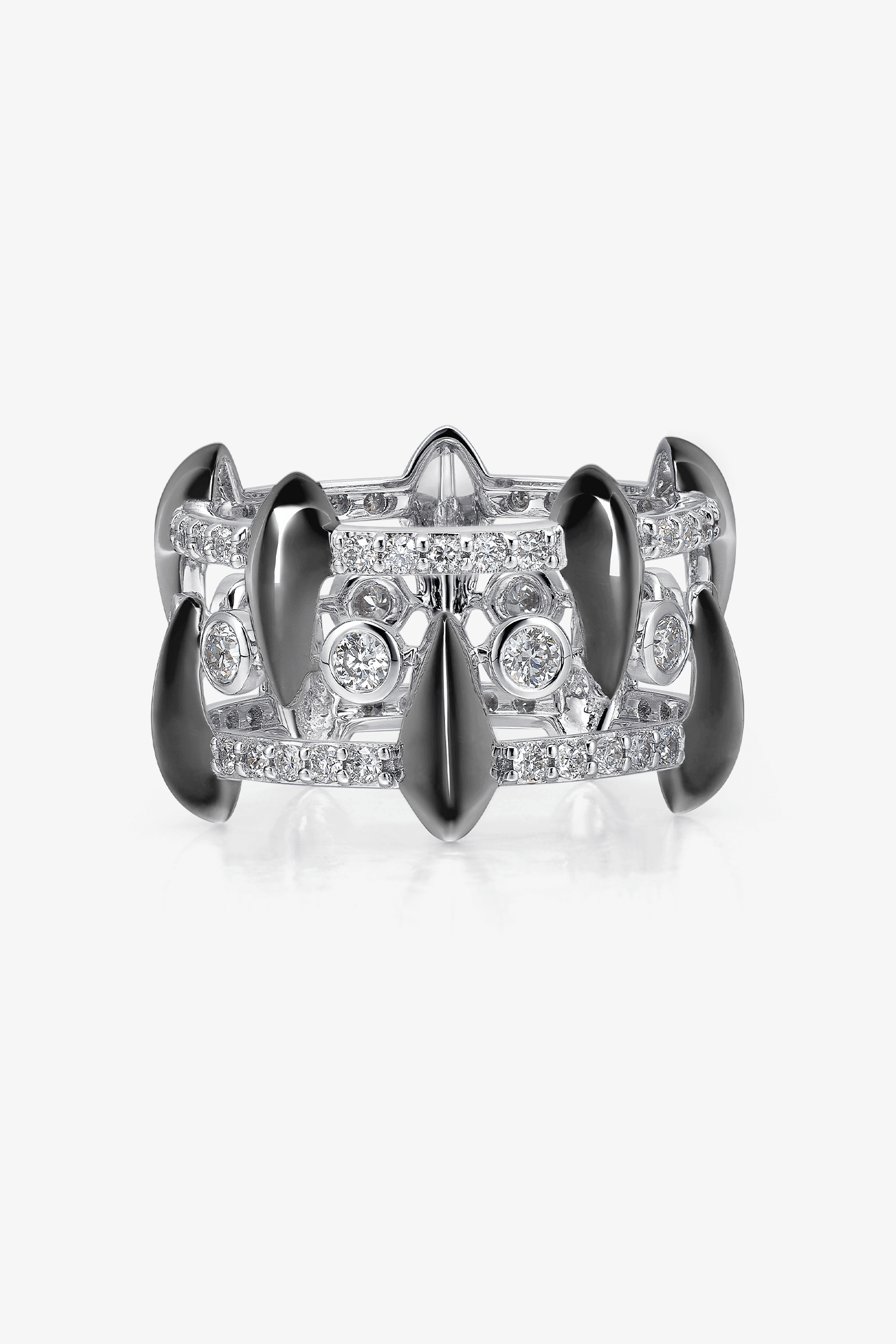 9K Black and White Gold Lab-Diamonds Hollow Uni-sex Ring – Zaiyou Jewelry